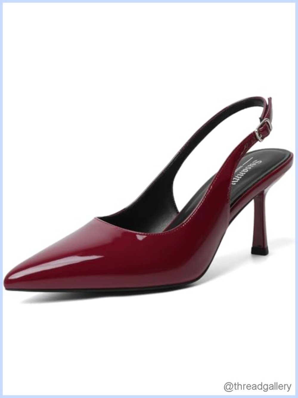 Womens Slingback Kitten Heels Pointed Toe Stiletto Pumps Adjustable Strap